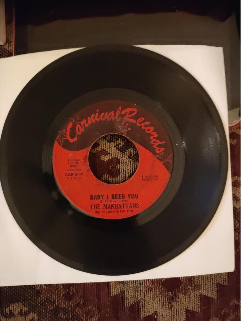 The manhattans -baby I need you - vintage vinyl 45 VG+